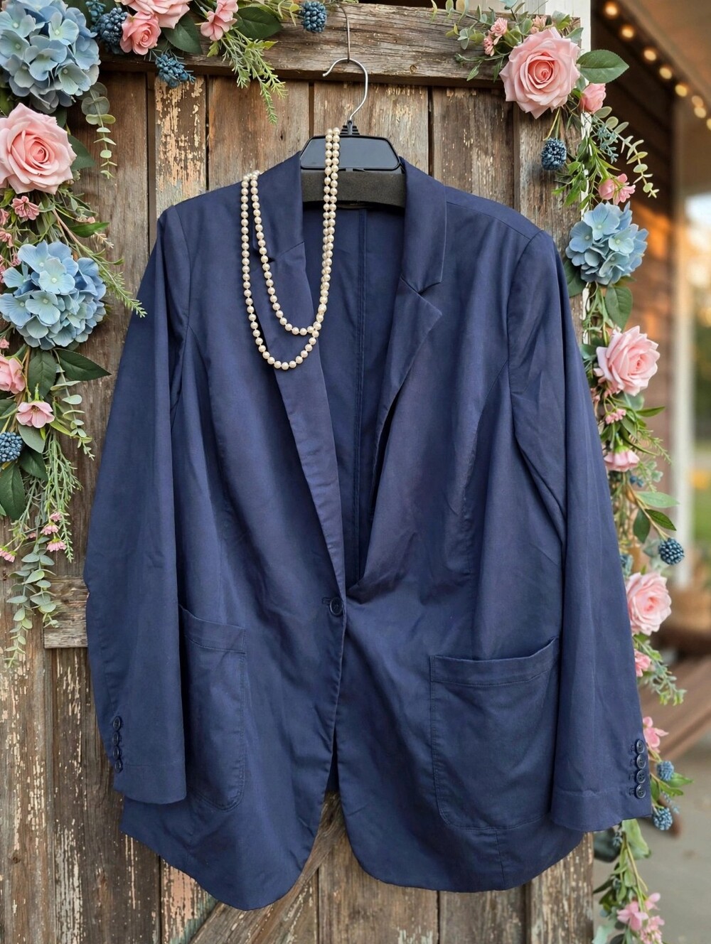 Lane Bryant Blazer Navy Blue Size 18 Single Button Career Office